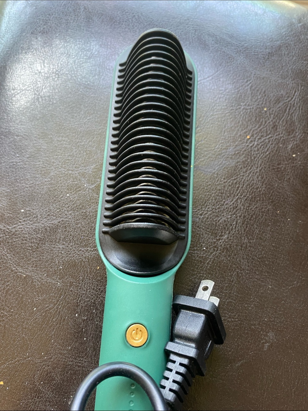 Green Electric Hair Straightening Brush
